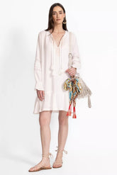 GAUZE RUFFLE TIER MINI DRESS