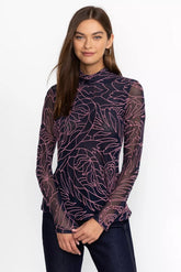 REBECCA MESH MOCK NECK LONG SLEEVE TEE