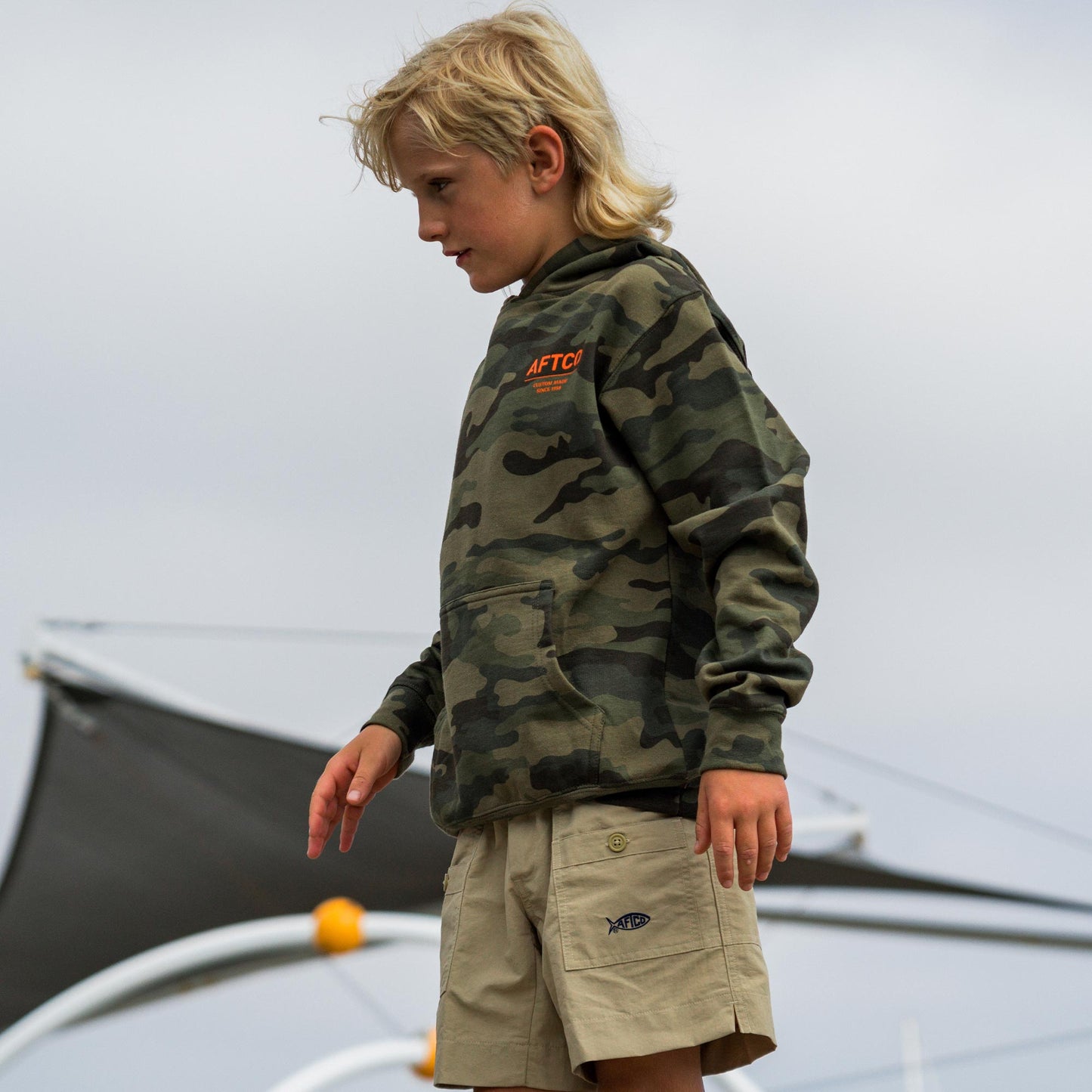 AFTCO Youth Radar Camo Pullover Hoodie Black Camo