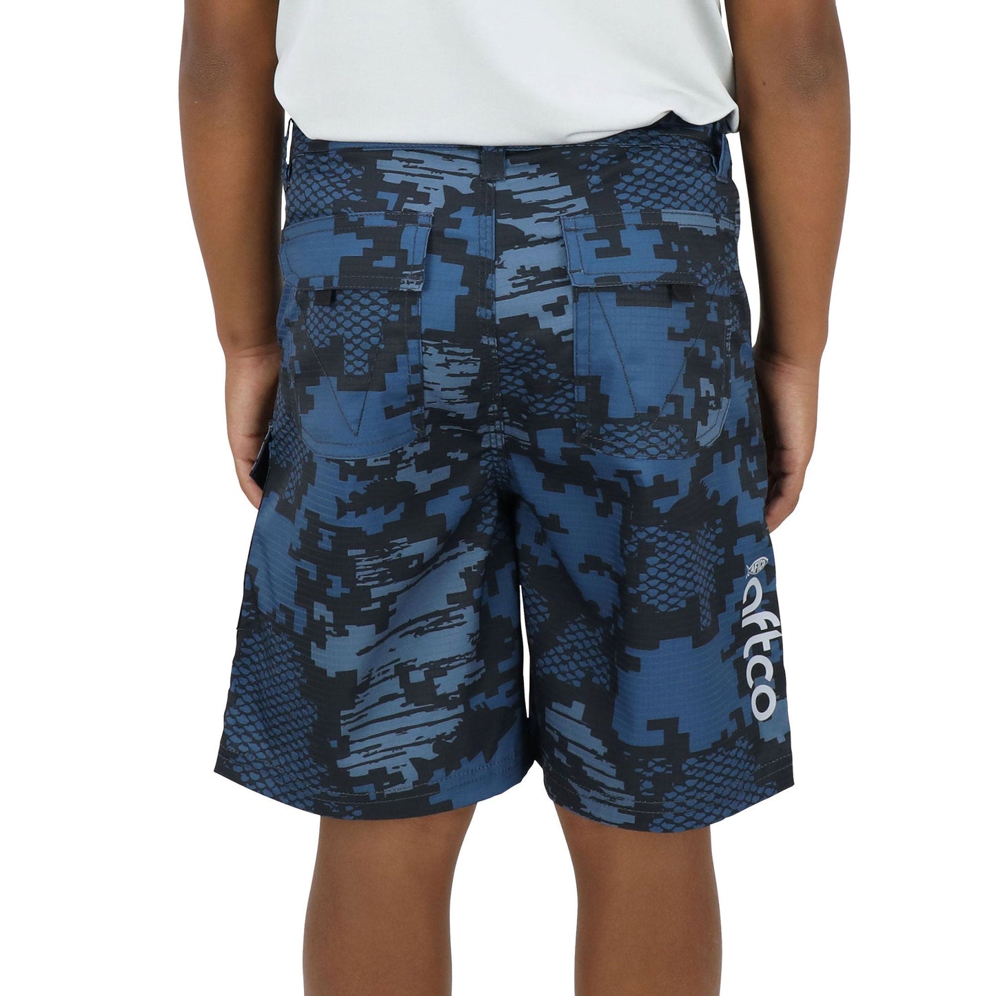AFTCO Youth Tactical Shorts Navy Digi Camo