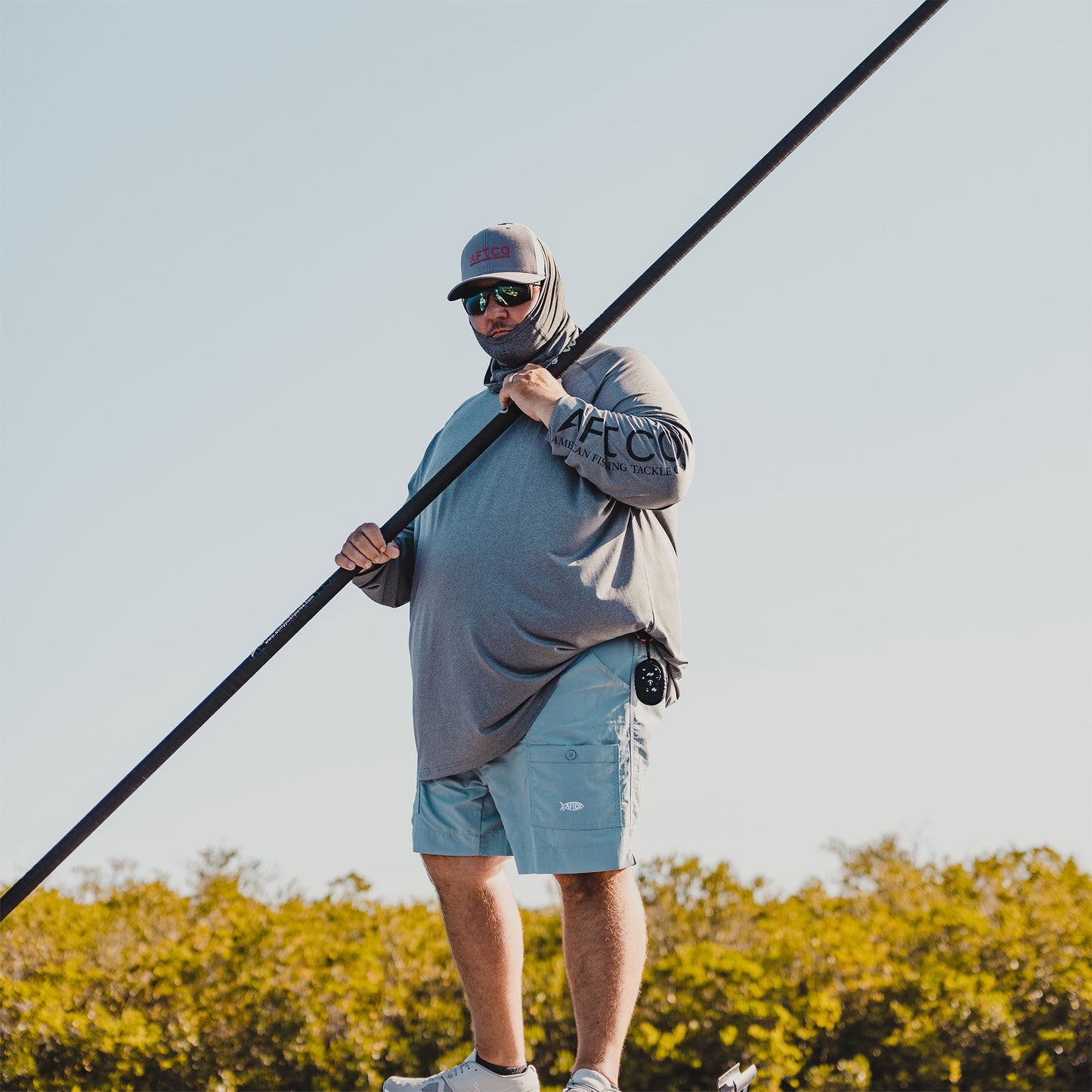 AFTCO Big Guy Samurai LS Performance Shirt Splish Splash Heather