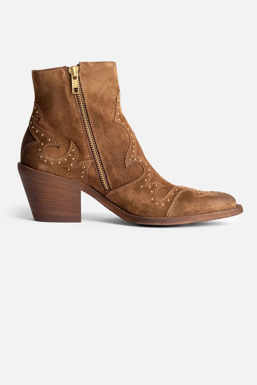 STUDDED ITALIAN SUEDE ANKLE BOOT