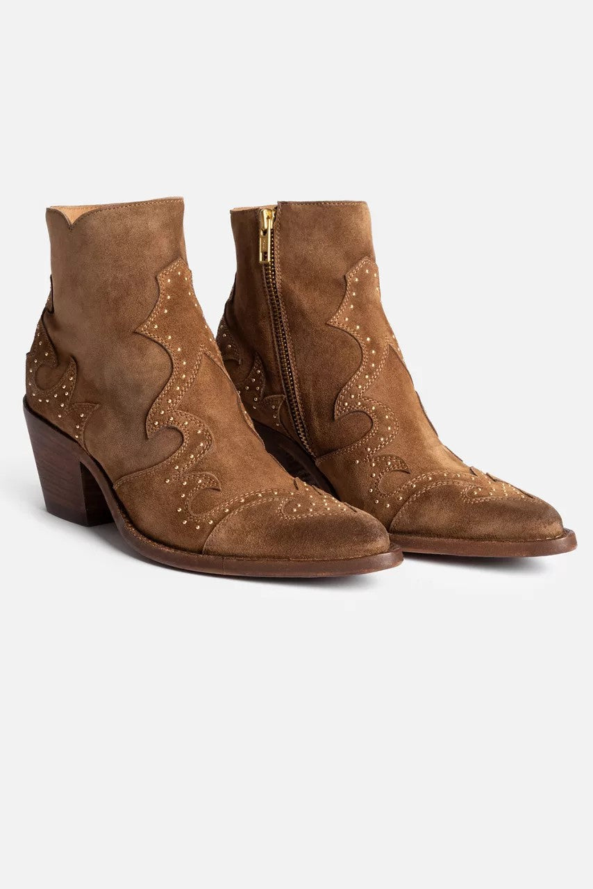 STUDDED ITALIAN SUEDE ANKLE BOOT