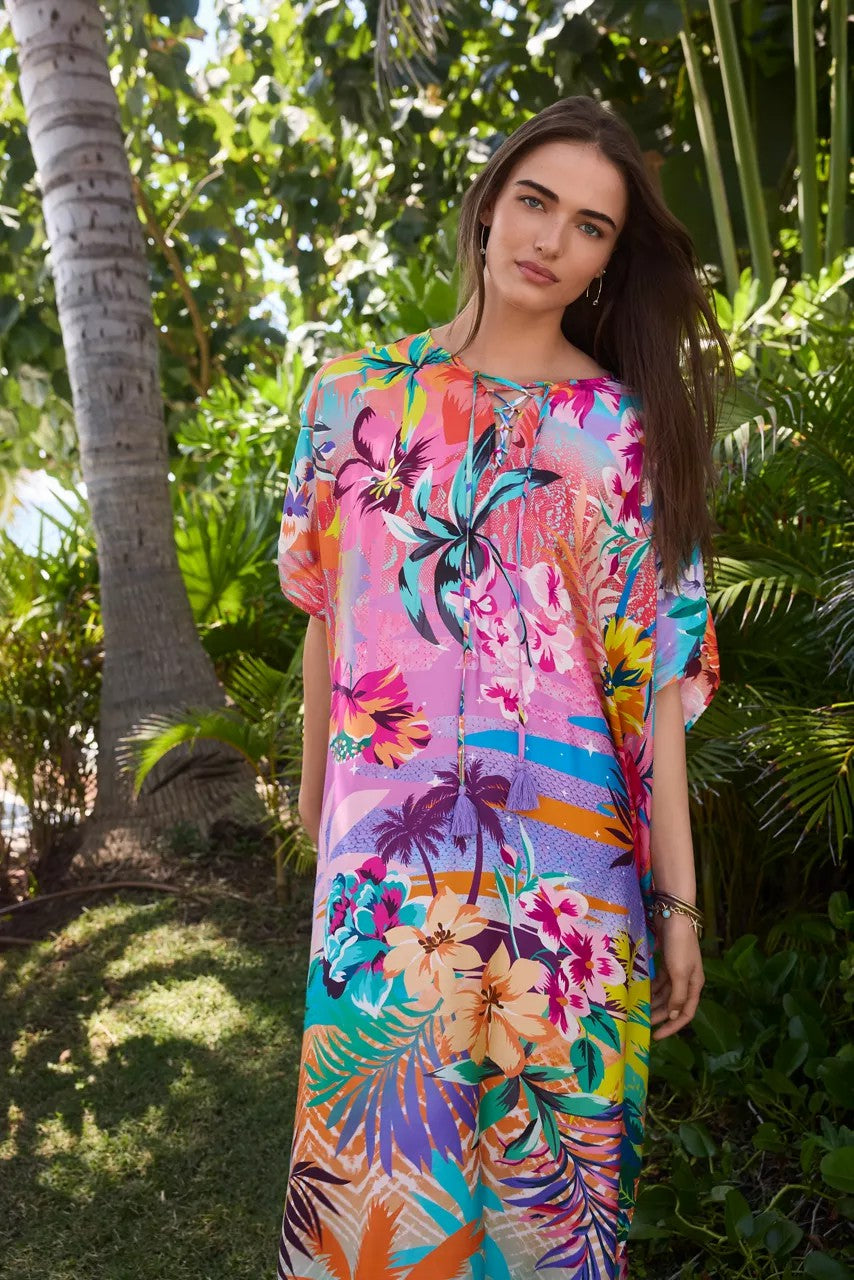 ZERU TIE NECK MAXI KAFTAN