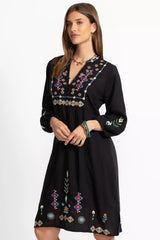 BUTTON FRONT YOKE DRESS