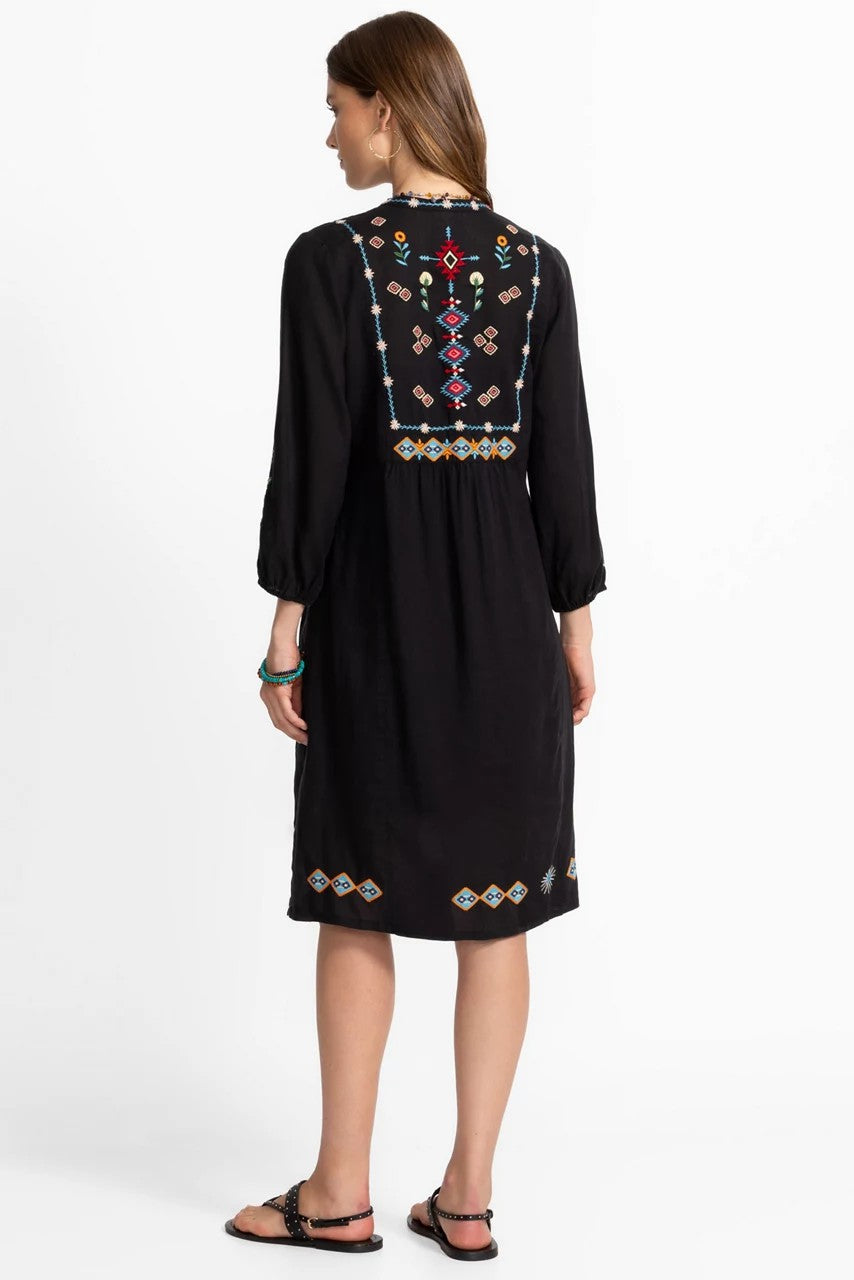 BUTTON FRONT YOKE DRESS