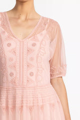 MEZZA BEADED MESH DRESS