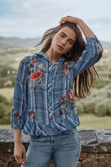 PEPLUM RUFFLE HEM SHIRT