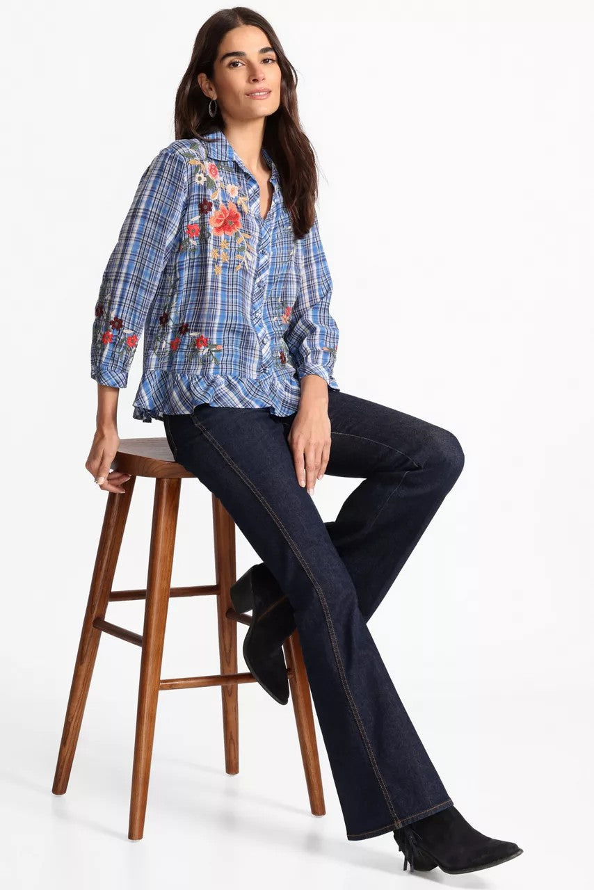 PEPLUM RUFFLE HEM SHIRT