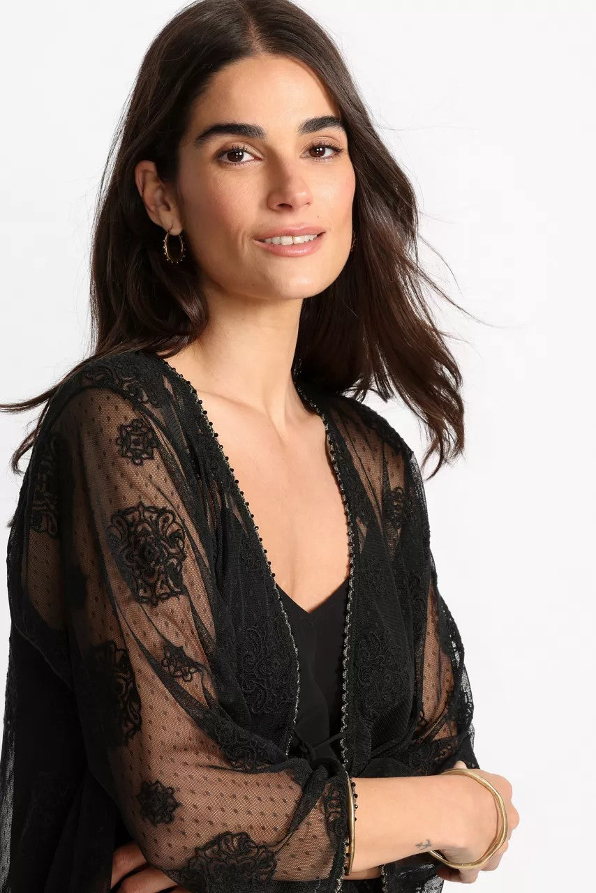 MERTINA EMBROIDERED MESH BOLERO