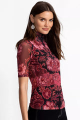 MESH ELBOW SLEEVE MOCK NECK