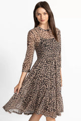 3/4 SLEEVE MESH TIERED DRESS