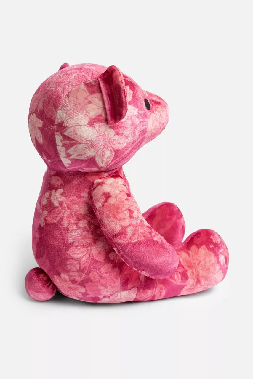 PINK PRINTED VELVET BEAR