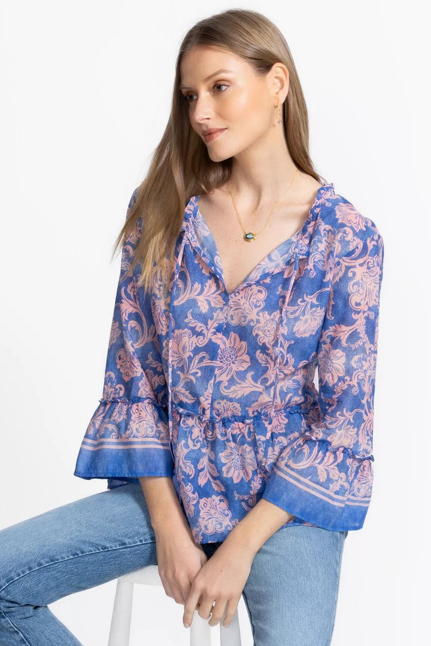 FLORENTINA RUFFLE LAKE BLOUSE
