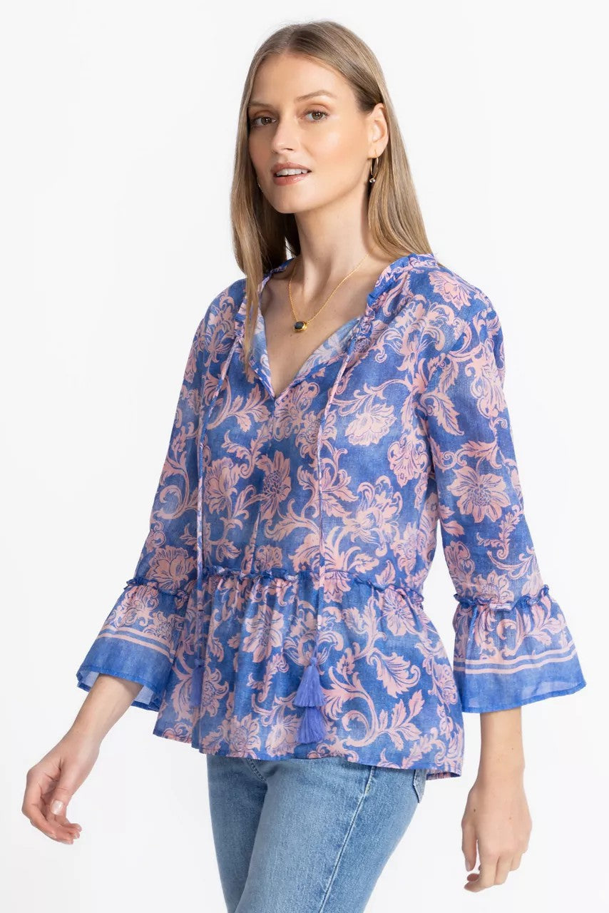 FLORENTINA RUFFLE LAKE BLOUSE