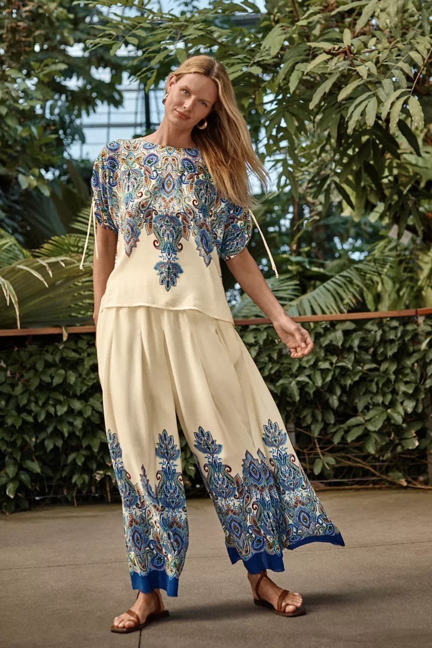 PLEATED WIDE LEG PANT