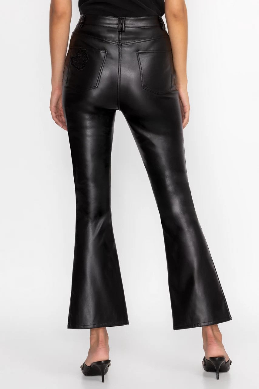 THE SLIT FLARE VEGAN LEATHER PANT