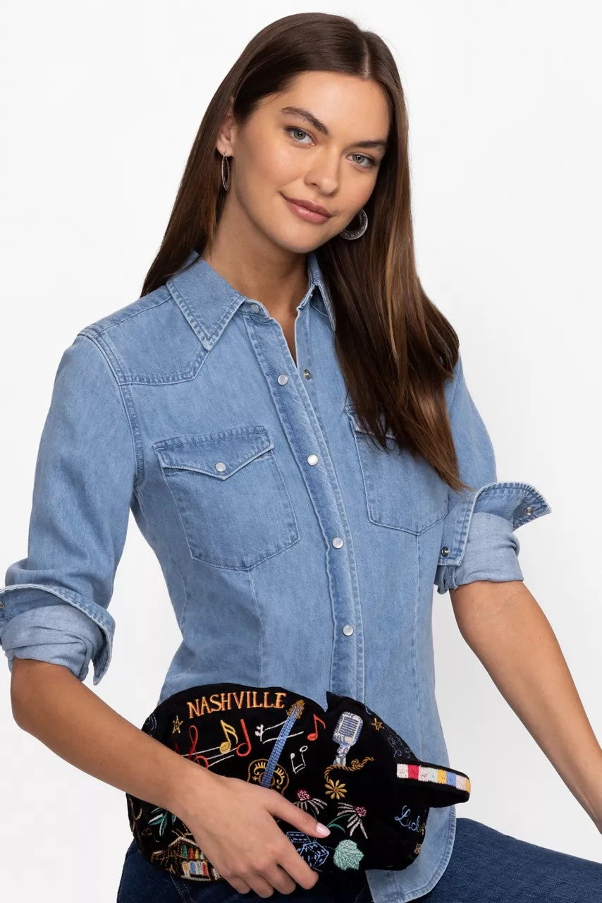 NASHVILLE COTTON VELVET MAKEUP BAG