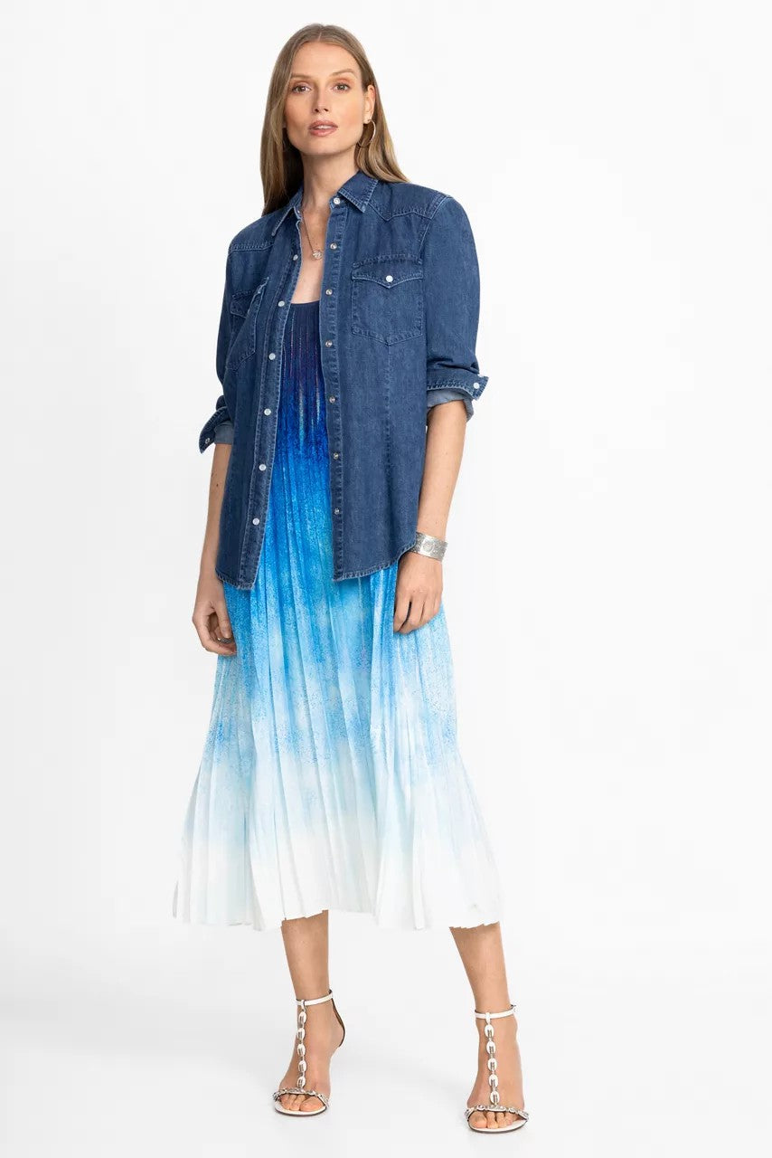 TYE PLEATED MIDI DRESS