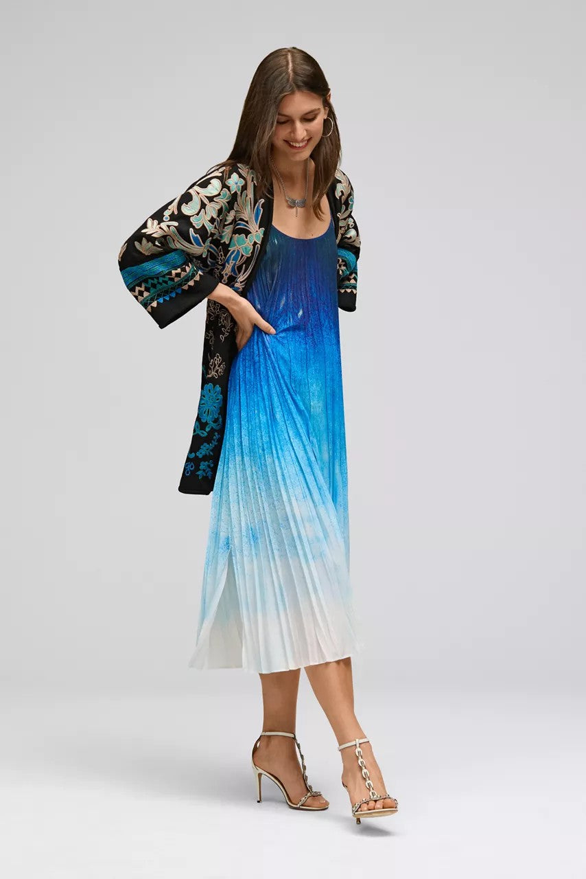 TYE PLEATED MIDI DRESS
