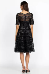 Black Beaded Mesh Dress