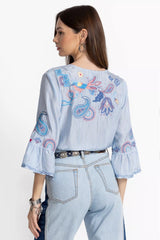 RUFFLE SLEEVE BLOUSE