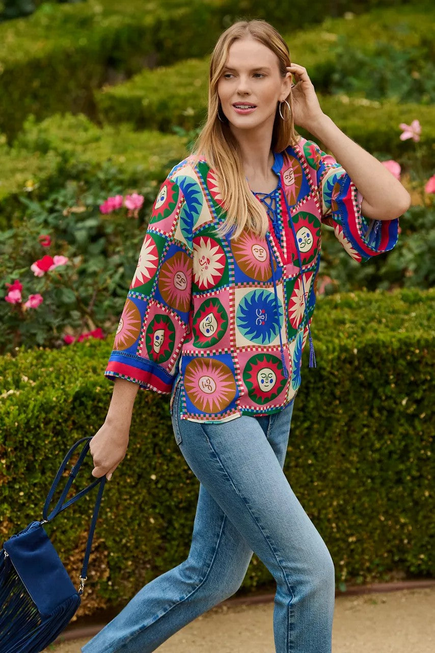 FRONT TIE VILLA BLOUSE