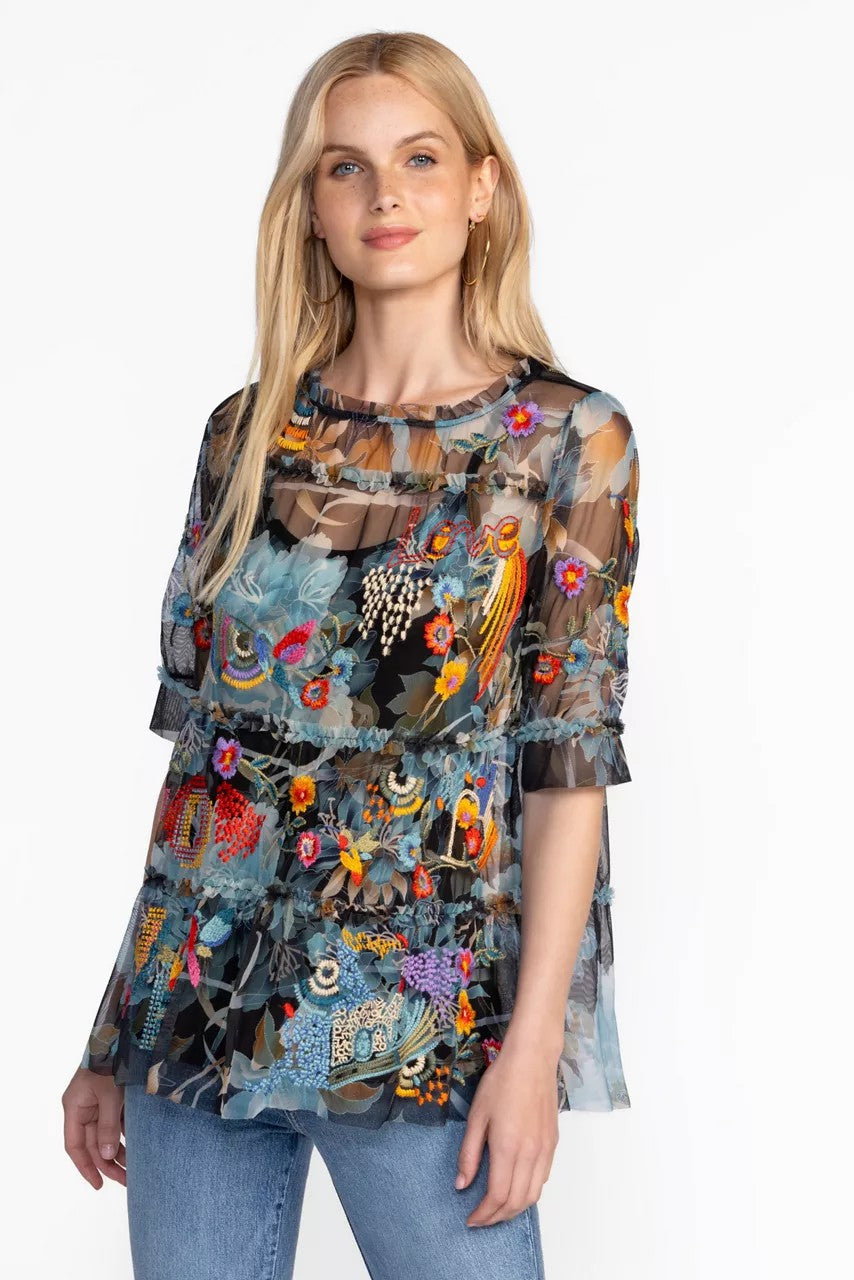 MAZZY RUFFLE TIERED BLOUSE