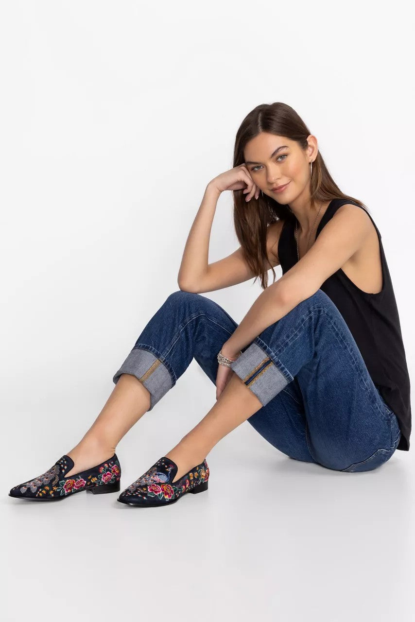 DARNAHTA EMBROIDERED SMOKING LOAFER