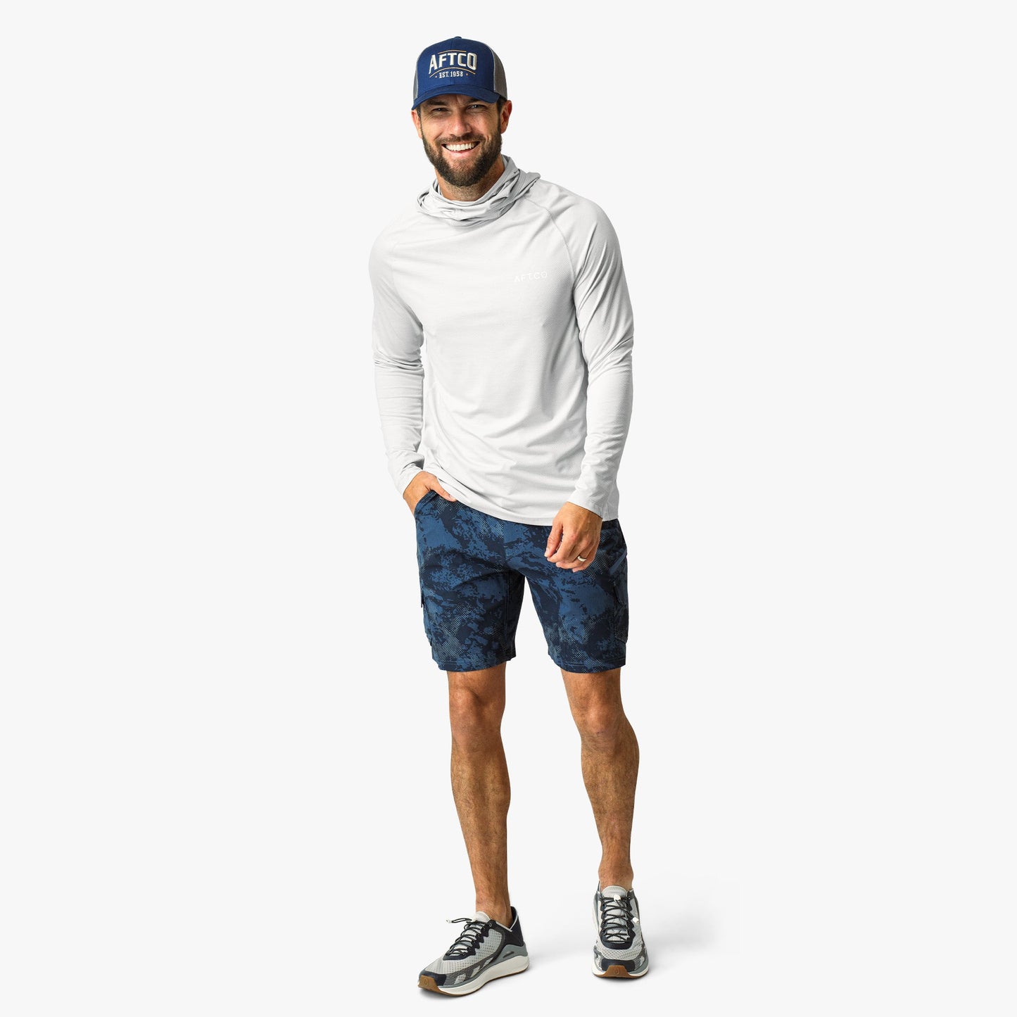 AFTCO Pinnacle Fishing Shorts Naval Storm Camo