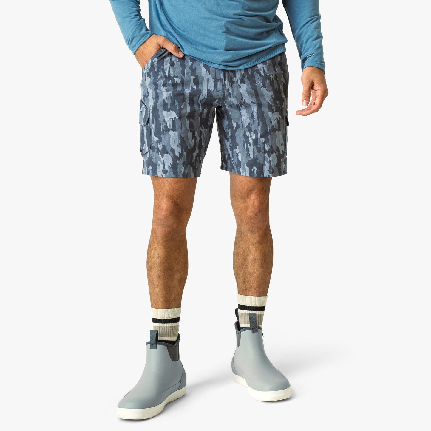 AFTCO Pinnacle Fishing Shorts Naval Storm Camo