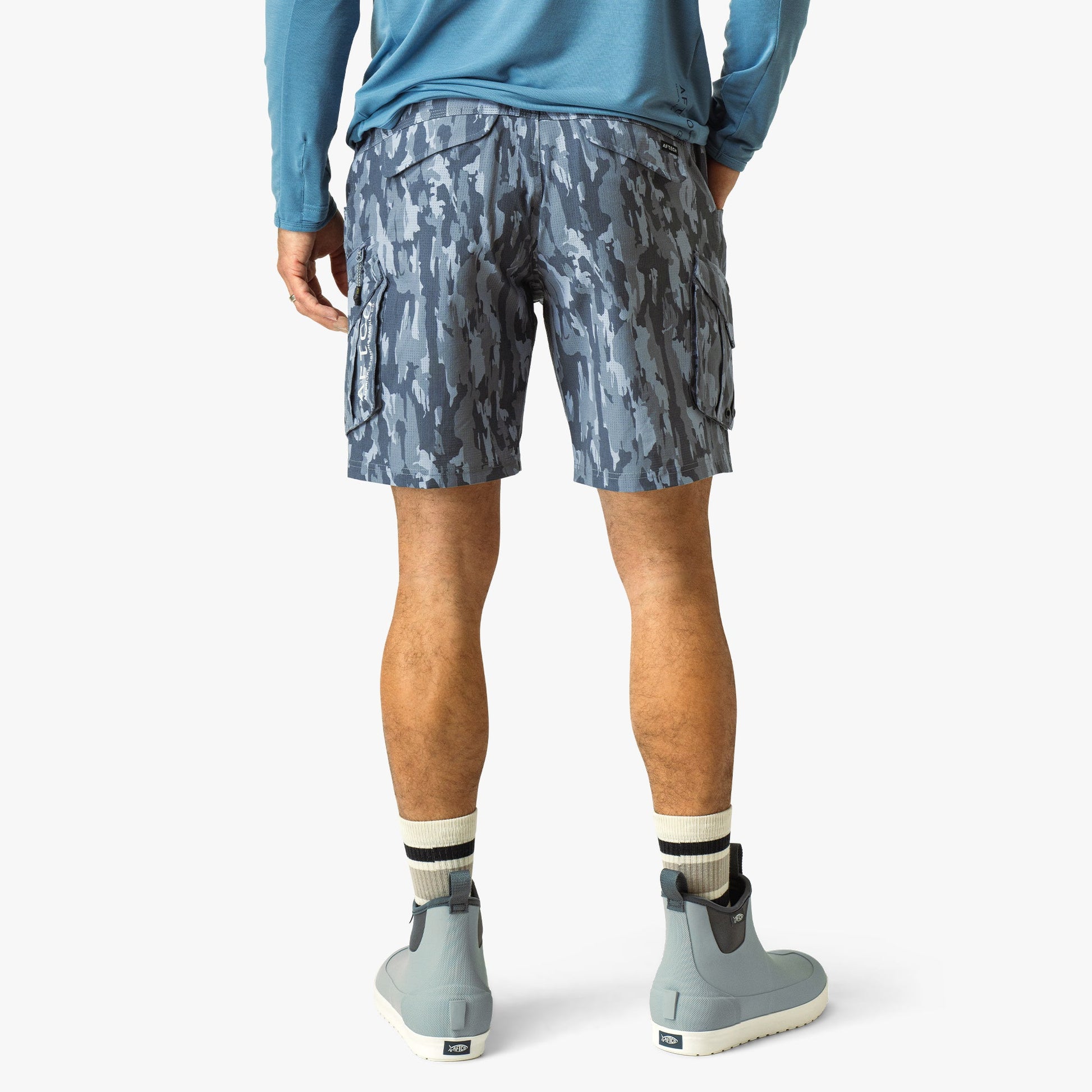 AFTCO Pinnacle Fishing Shorts Naval Storm Camo