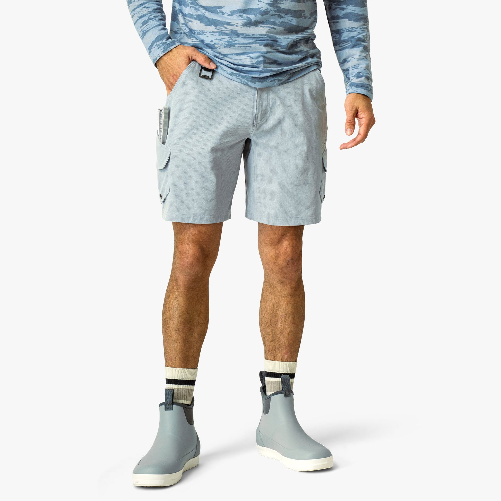 AFTCO Pinnacle Fishing Shorts Naval Storm Camo