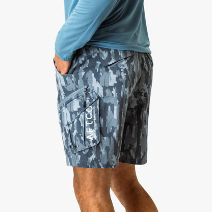 AFTCO Pinnacle Fishing Shorts Naval Storm Camo