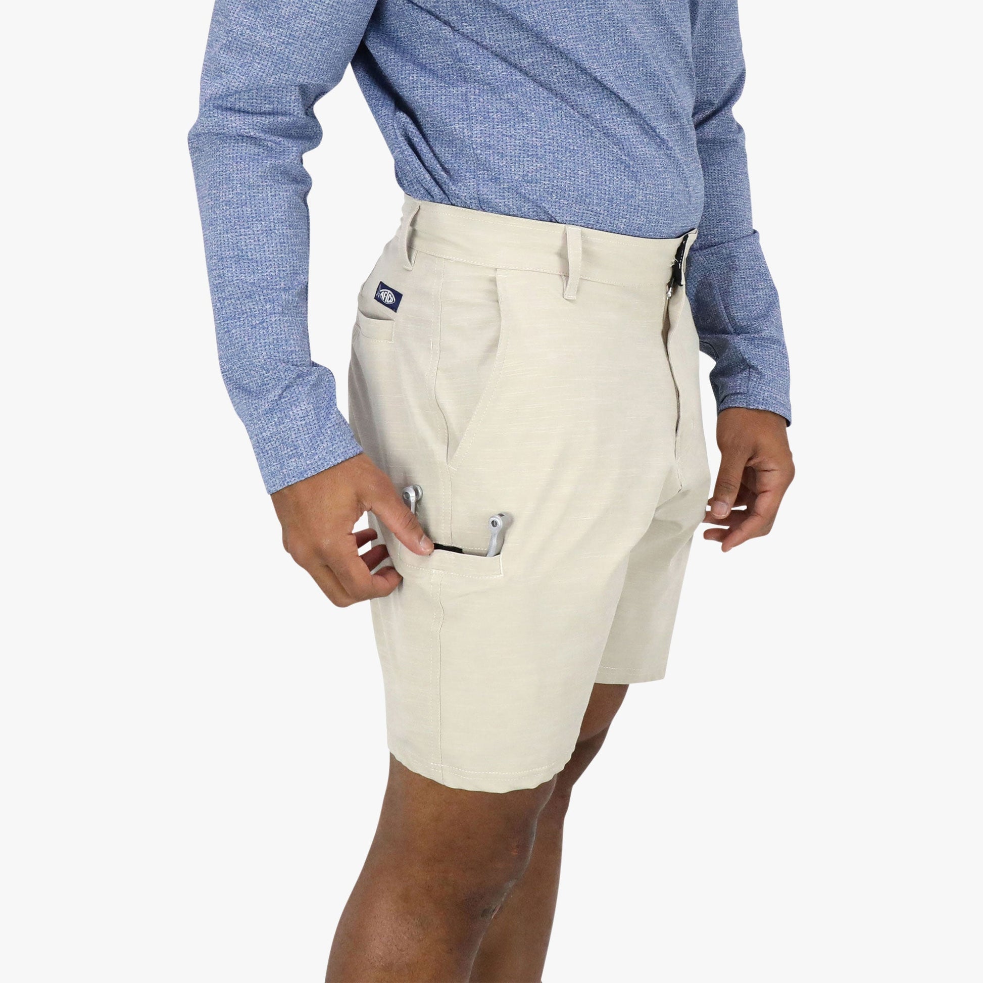AFTCO 365 Hybrid Stretch Chino Fishing Shorts Khaki 7