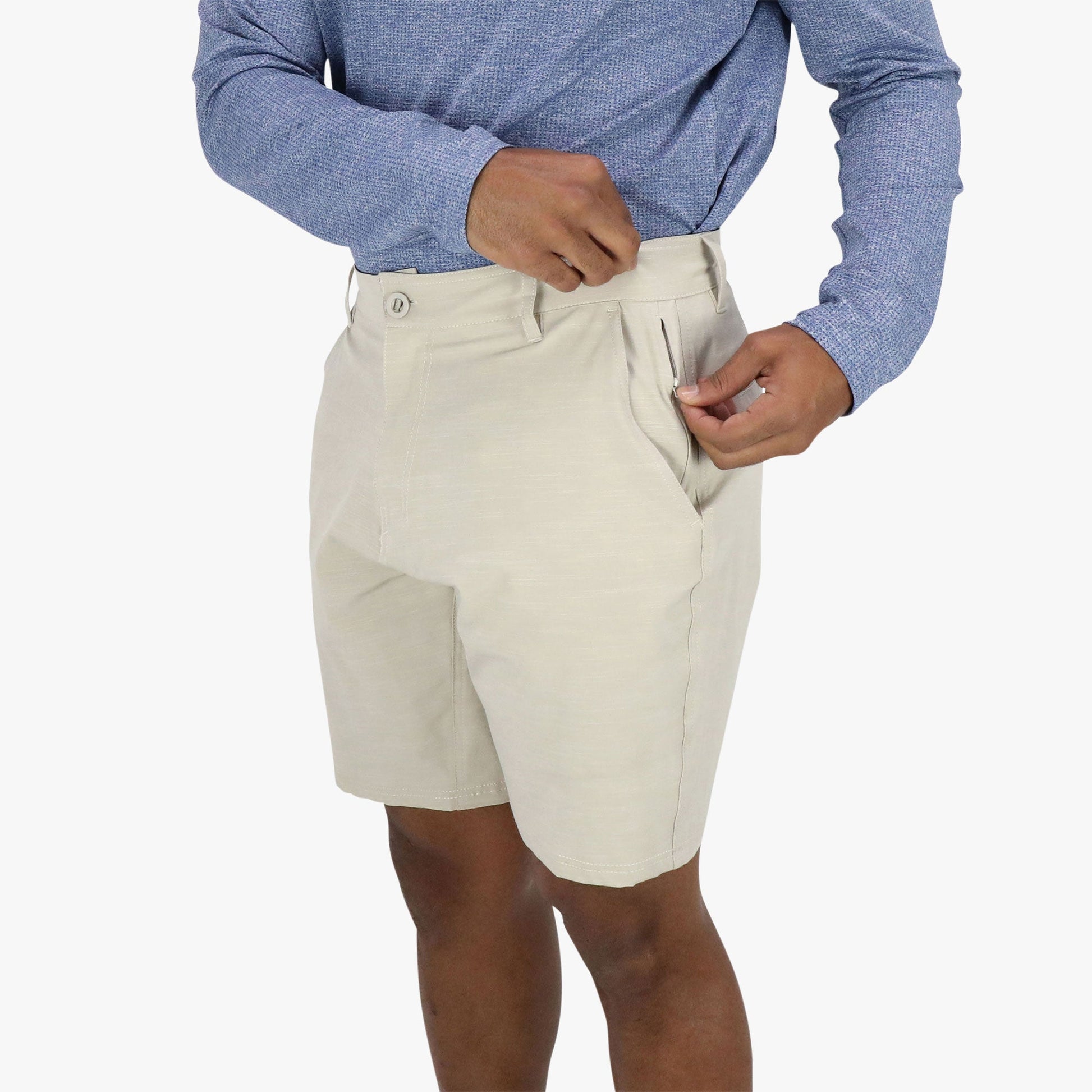 AFTCO 365 Hybrid Stretch Chino Fishing Shorts Khaki 7