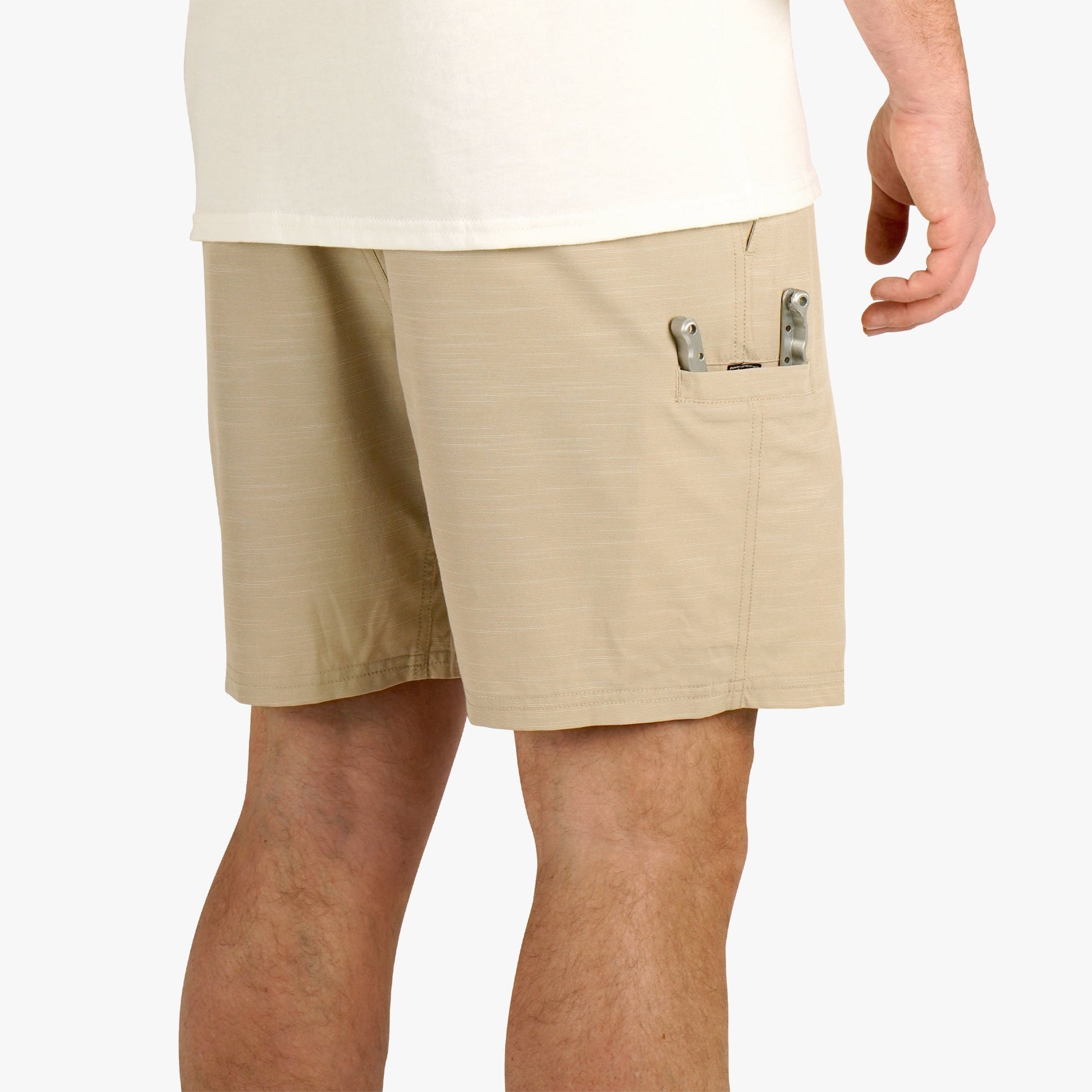 AFTCO 365 Hybrid Stretch Chino Fishing Shorts Khaki 7