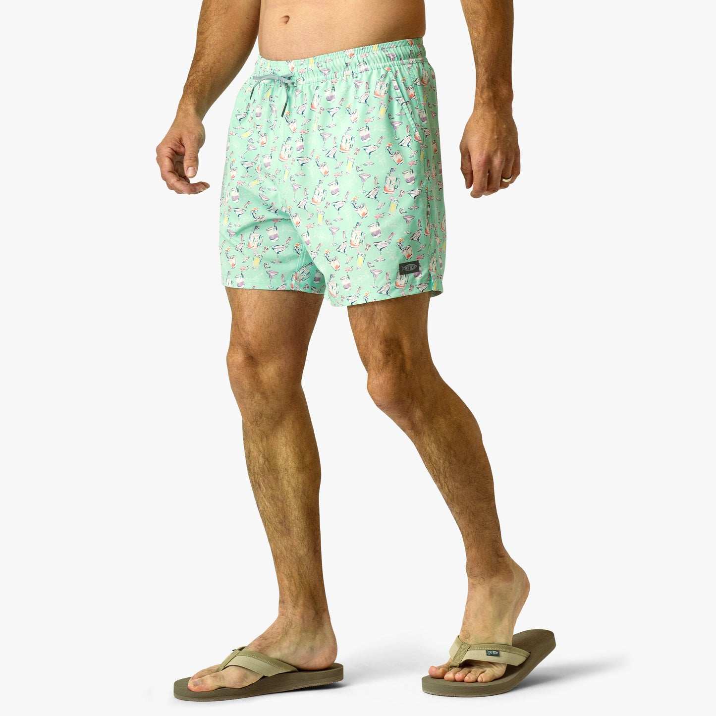 AFTCO Strike Printed Swim Trunks Beach Glass