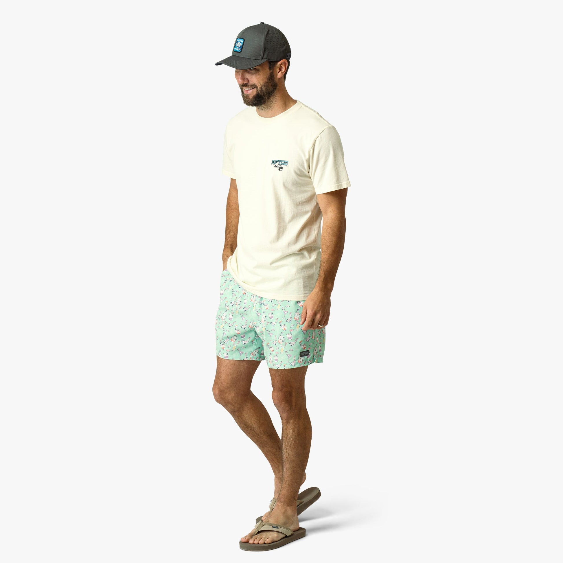 AFTCO Strike Printed Swim Trunks Beach Glass
