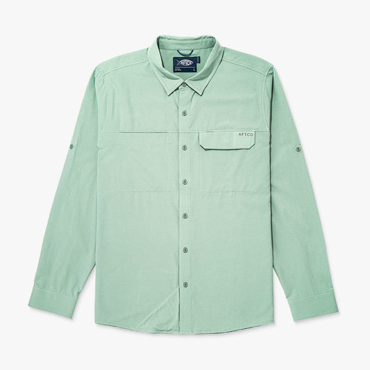 AFTCO Air-O Mesh LS Fishing Button Up Shirts Bay Leaf