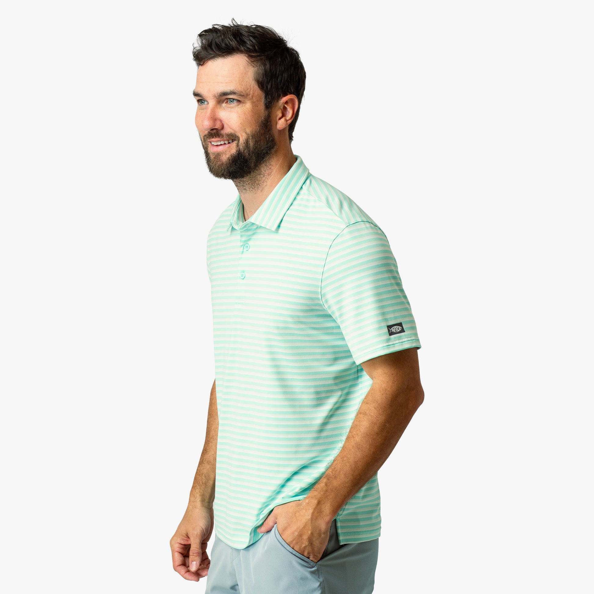 AFTCO Link Performance Polo Beach Glass
