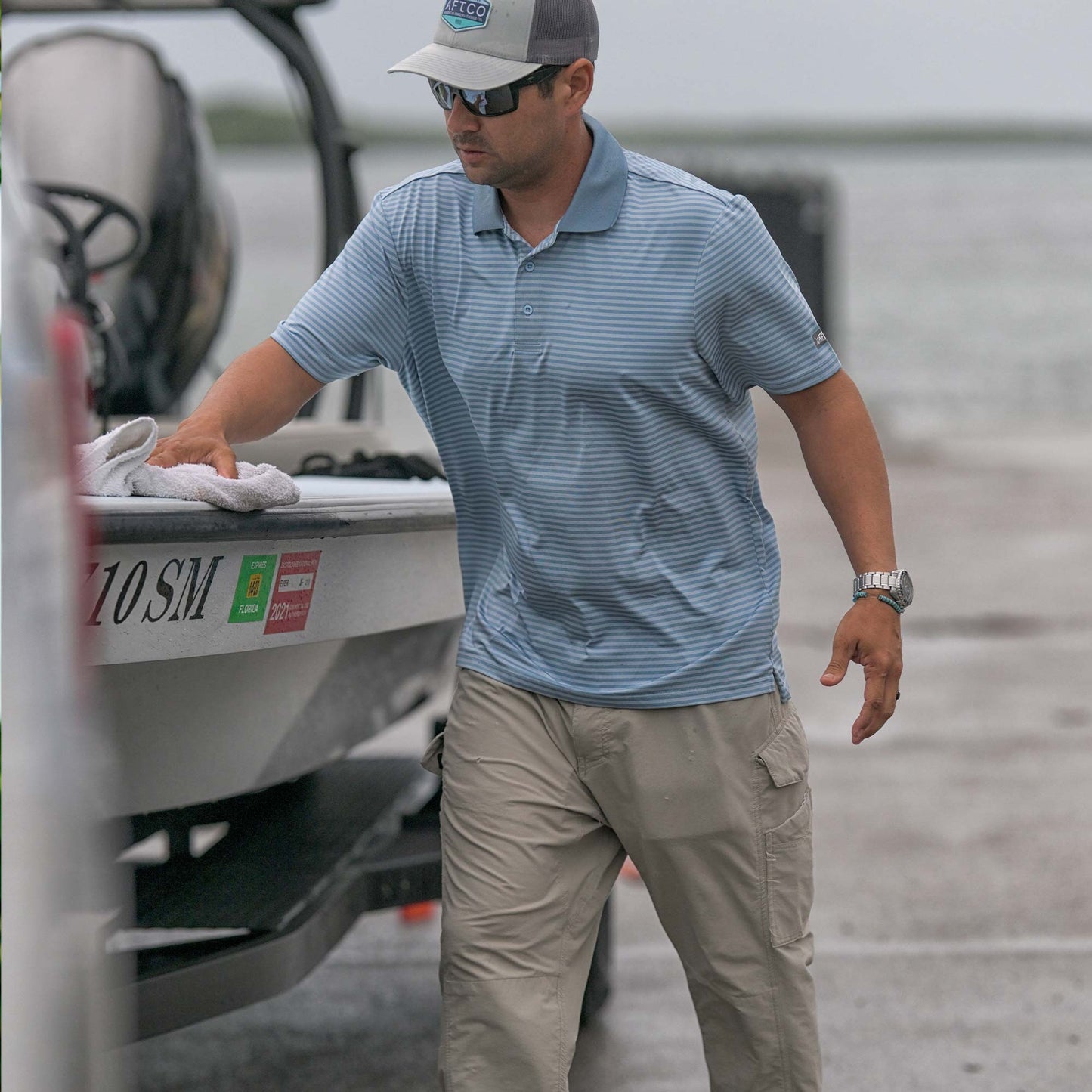AFTCO Link Performance Polo Beach Glass