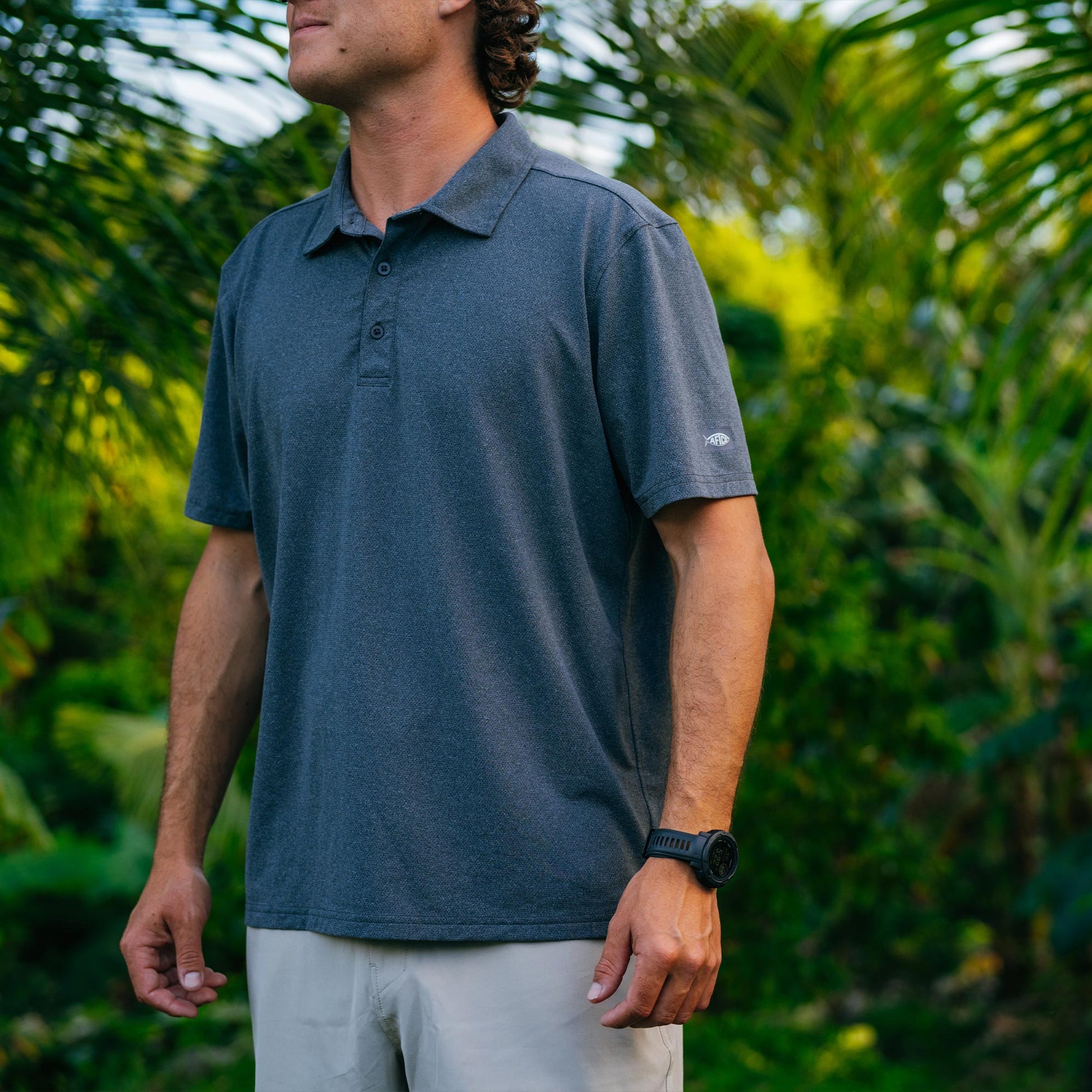 AFTCO Air O Mesh Performance Polo Conch Heather