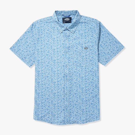 AFTCO Boatbar Printed Button Down Fishing Shirt Seaside