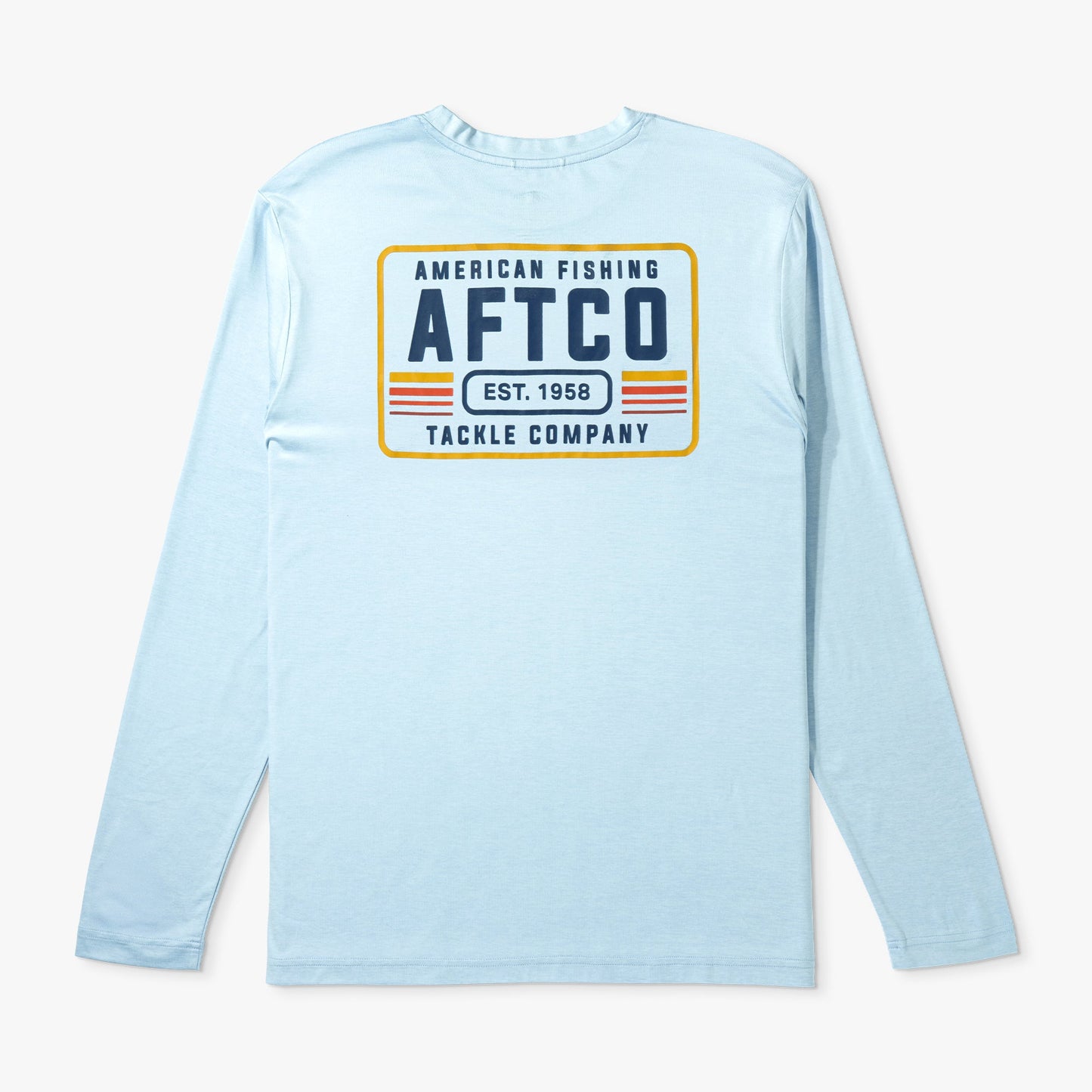 AFTCO License Plate Long Sleeve Sun Protection Shirt Airy Blue Heather