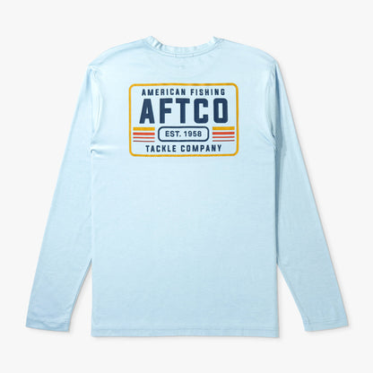 AFTCO License Plate Long Sleeve Sun Protection Shirt Airy Blue Heather