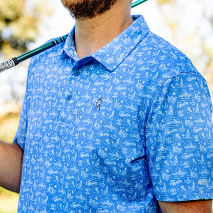 AFTCO Fairwaves Boatbar Performance Polo Blue