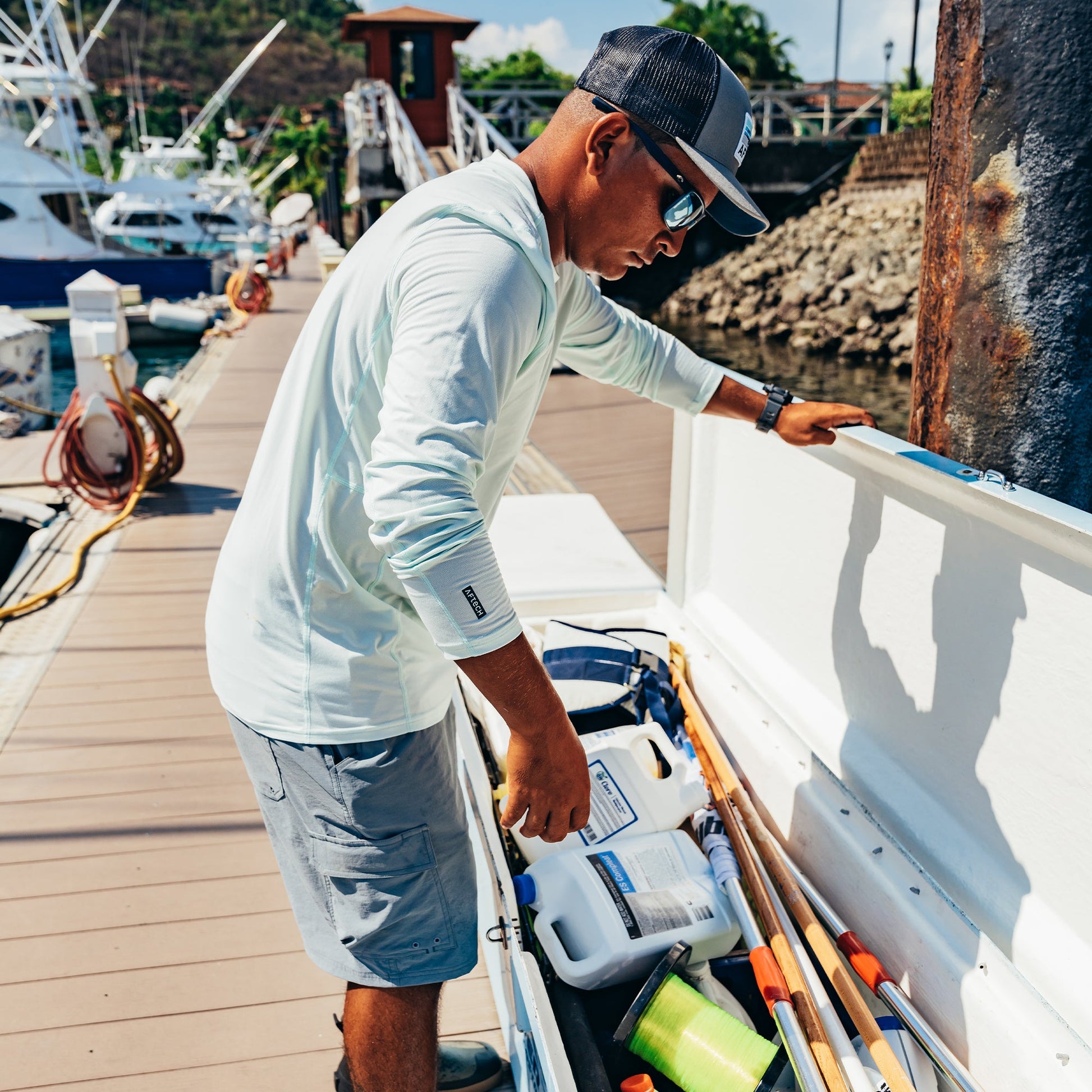 AFTCO Deckhand Fishing Shorts Blue Shadow