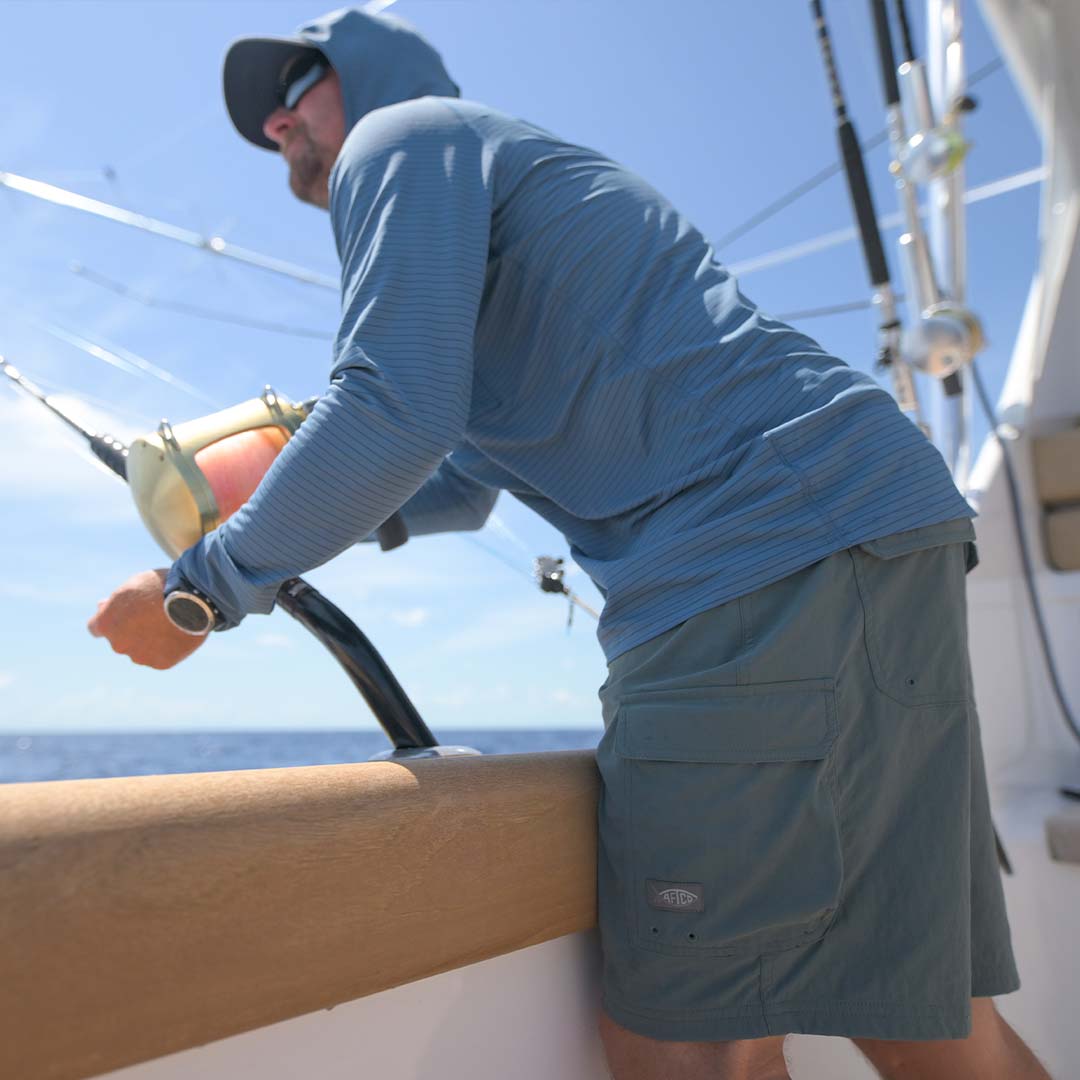 AFTCO Deckhand Fishing Shorts Blue Shadow
