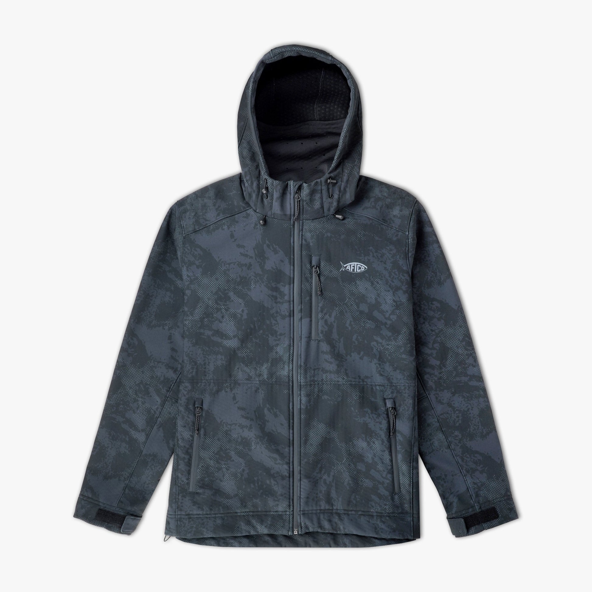 AFTCO Reaper Tactical Zip Up Camo Softshell Jacket Storm Camo